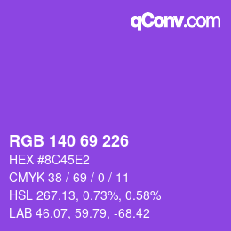 Color code: RGB 140 69 226 | qconv.com