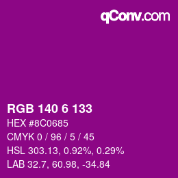 カラーコード: RGB 140 6 133 | qconv.com
