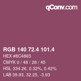 カラーコード: RGB 140 72.4 101.4 | qconv.com