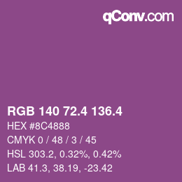 カラーコード: RGB 140 72.4 136.4 | qconv.com