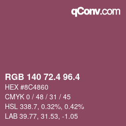 カラーコード: RGB 140 72.4 96.4 | qconv.com