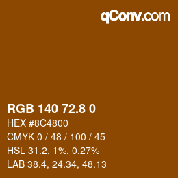 カラーコード: RGB 140 72.8 0 | qconv.com