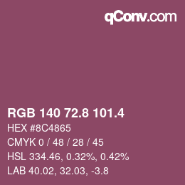 カラーコード: RGB 140 72.8 101.4 | qconv.com