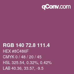 カラーコード: RGB 140 72.8 111.4 | qconv.com