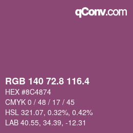 カラーコード: RGB 140 72.8 116.4 | qconv.com