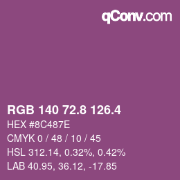 カラーコード: RGB 140 72.8 126.4 | qconv.com