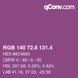 カラーコード: RGB 140 72.8 131.4 | qconv.com