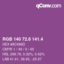 カラーコード: RGB 140 72.8 141.4 | qconv.com