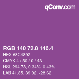 カラーコード: RGB 140 72.8 146.4 | qconv.com