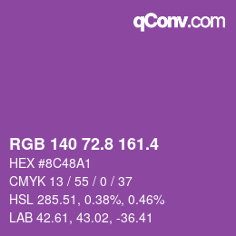 カラーコード: RGB 140 72.8 161.4 | qconv.com