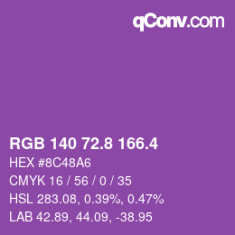 カラーコード: RGB 140 72.8 166.4 | qconv.com