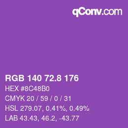 カラーコード: RGB 140 72.8 176 | qconv.com