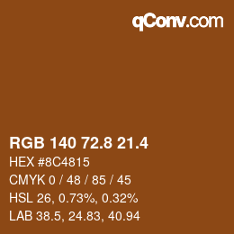 カラーコード: RGB 140 72.8 21.4 | qconv.com