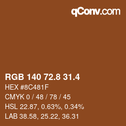 カラーコード: RGB 140 72.8 31.4 | qconv.com