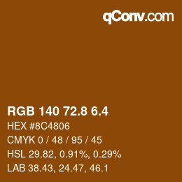 カラーコード: RGB 140 72.8 6.4 | qconv.com
