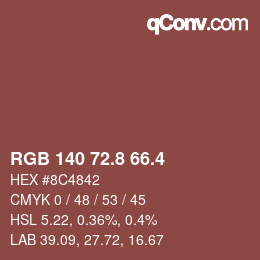 カラーコード: RGB 140 72.8 66.4 | qconv.com