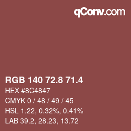 カラーコード: RGB 140 72.8 71.4 | qconv.com