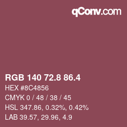 カラーコード: RGB 140 72.8 86.4 | qconv.com