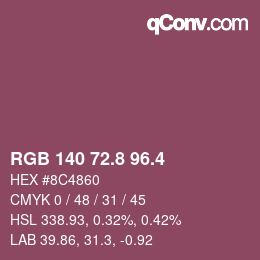 カラーコード: RGB 140 72.8 96.4 | qconv.com