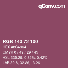 颜色代码: RGB 140 72 100 | qconv.com