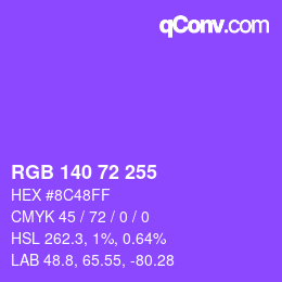 Color code: RGB 140 72 255 | qconv.com