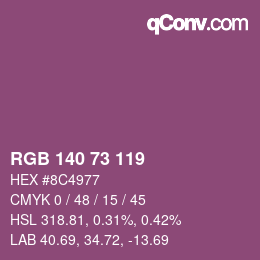 Color code: RGB 140 73 119 | qconv.com