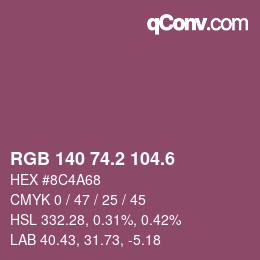 カラーコード: RGB 140 74.2 104.6 | qconv.com