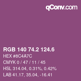 カラーコード: RGB 140 74.2 124.6 | qconv.com