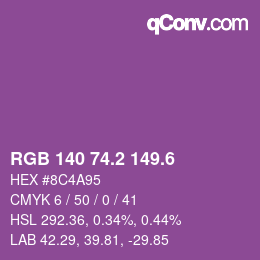 カラーコード: RGB 140 74.2 149.6 | qconv.com