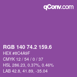 カラーコード: RGB 140 74.2 159.6 | qconv.com