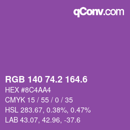 カラーコード: RGB 140 74.2 164.6 | qconv.com