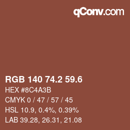 カラーコード: RGB 140 74.2 59.6 | qconv.com