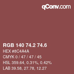 カラーコード: RGB 140 74.2 74.6 | qconv.com