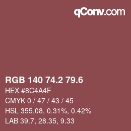 カラーコード: RGB 140 74.2 79.6 | qconv.com