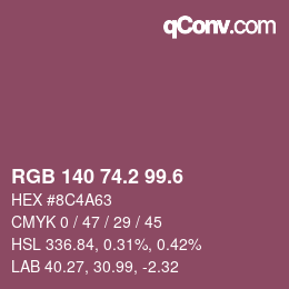 カラーコード: RGB 140 74.2 99.6 | qconv.com