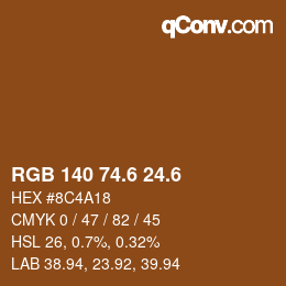 カラーコード: RGB 140 74.6 24.6 | qconv.com
