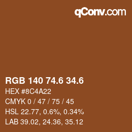 カラーコード: RGB 140 74.6 34.6 | qconv.com
