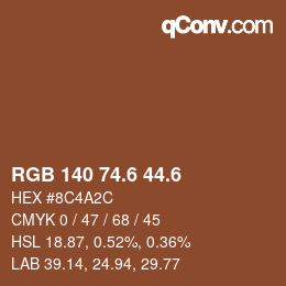 カラーコード: RGB 140 74.6 44.6 | qconv.com