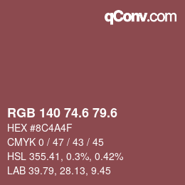 カラーコード: RGB 140 74.6 79.6 | qconv.com