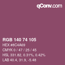 颜色代码: RGB 140 74 105 | qconv.com