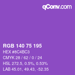 Color code: RGB 140 75 195 | qconv.com
