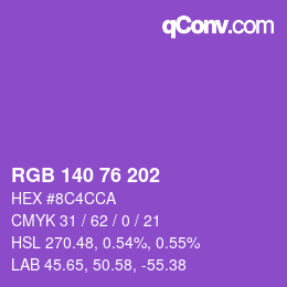 Color code: RGB 140 76 202 | qconv.com