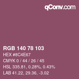 Color code: RGB 140 78 103 | qconv.com