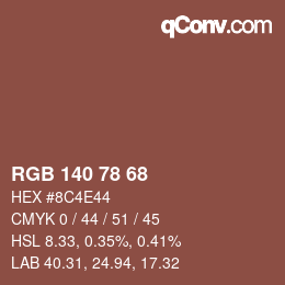 Código de color: RGB 140 78 68 | qconv.com