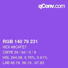 カラーコード: RGB 140 79 231 | qconv.com