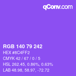 カラーコード: RGB 140 79 242 | qconv.com