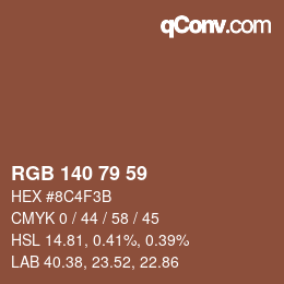 カラーコード: RGB 140 79 59 | qconv.com