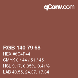 Color code: RGB 140 79 68 | qconv.com