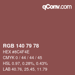 Color code: RGB 140 79 78 | qconv.com