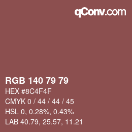 カラーコード: RGB 140 79 79 | qconv.com